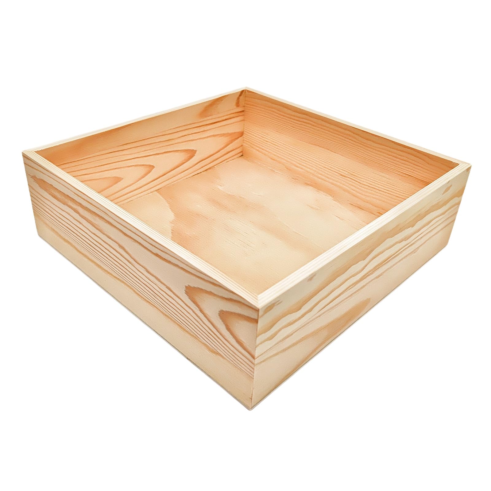 Anktily 1 opakowanie niedokończonego drewnianego pudełka do przechowywania, 25 x 25 x 7,6 cm, kwadratowe drewniane pudełko, rustykalne pudełko z naturalnego drewna, do dekoracji domu