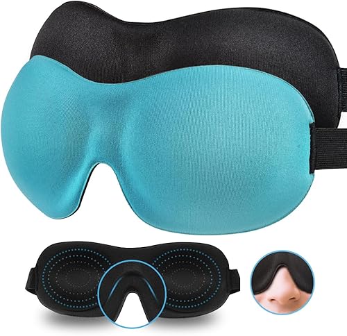 SleepFun - Mascarilla invisible Alar Deep Orbit 3D para dormir ultra ligera y cómoda para viajes siesta trabajos de turno negro y azul azul y negro