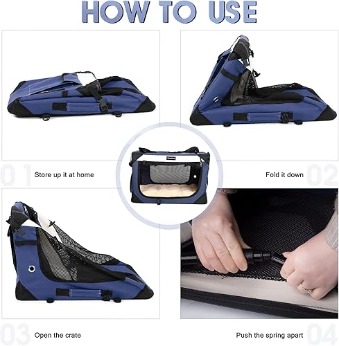 Miniatura 5 de Transportador grande para gatos, jaula de viaje plegable para perros, portátil, de lados suaves, con alfombrilla de felpa súper suave y cálida para