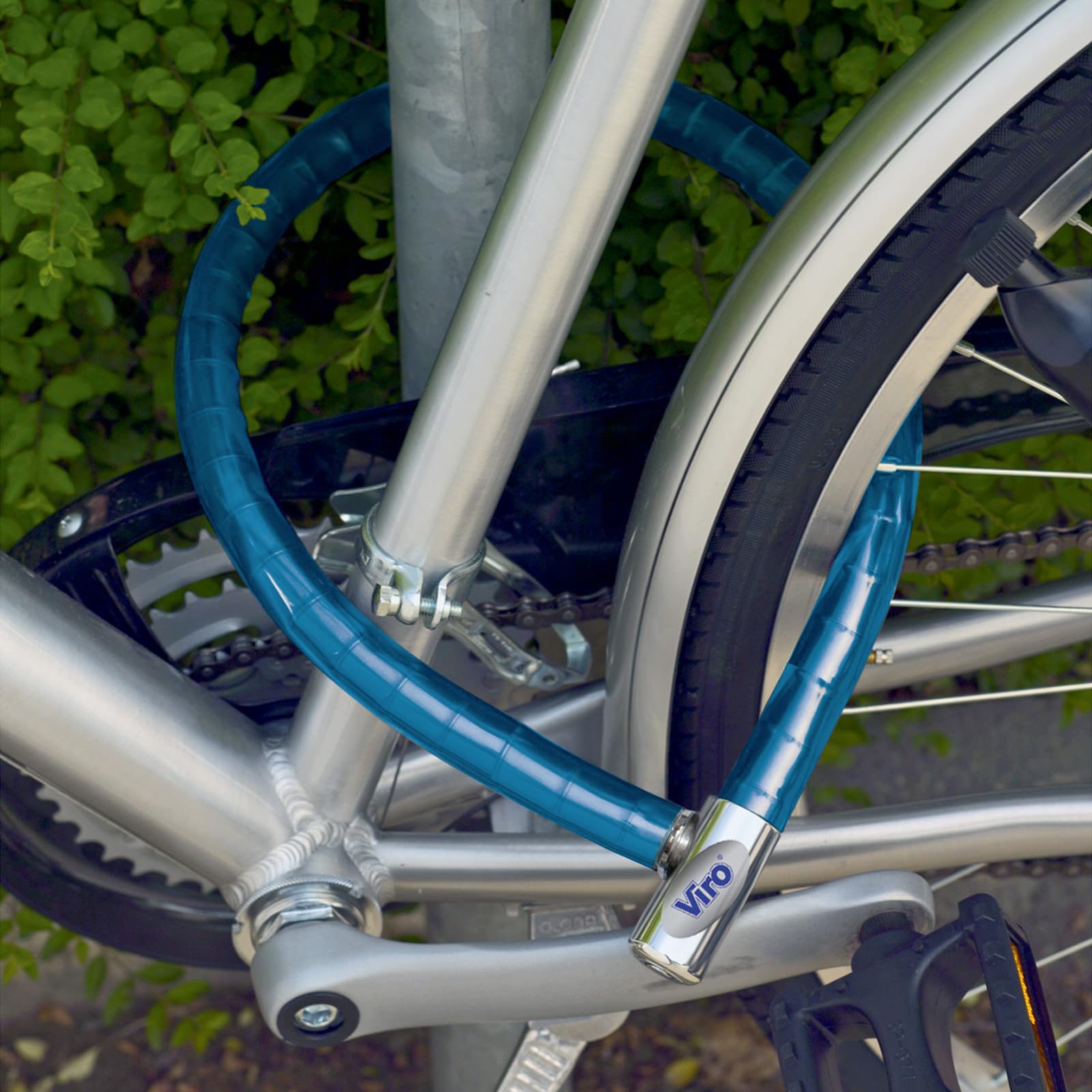 Viro | Serpis, Lucchetto Bici, Moto e Scooter, Cavi Intrecciati Corazzati con Diametro 25 mm, Lunghezza 70 cm, Chiusura a Scatto, Blu