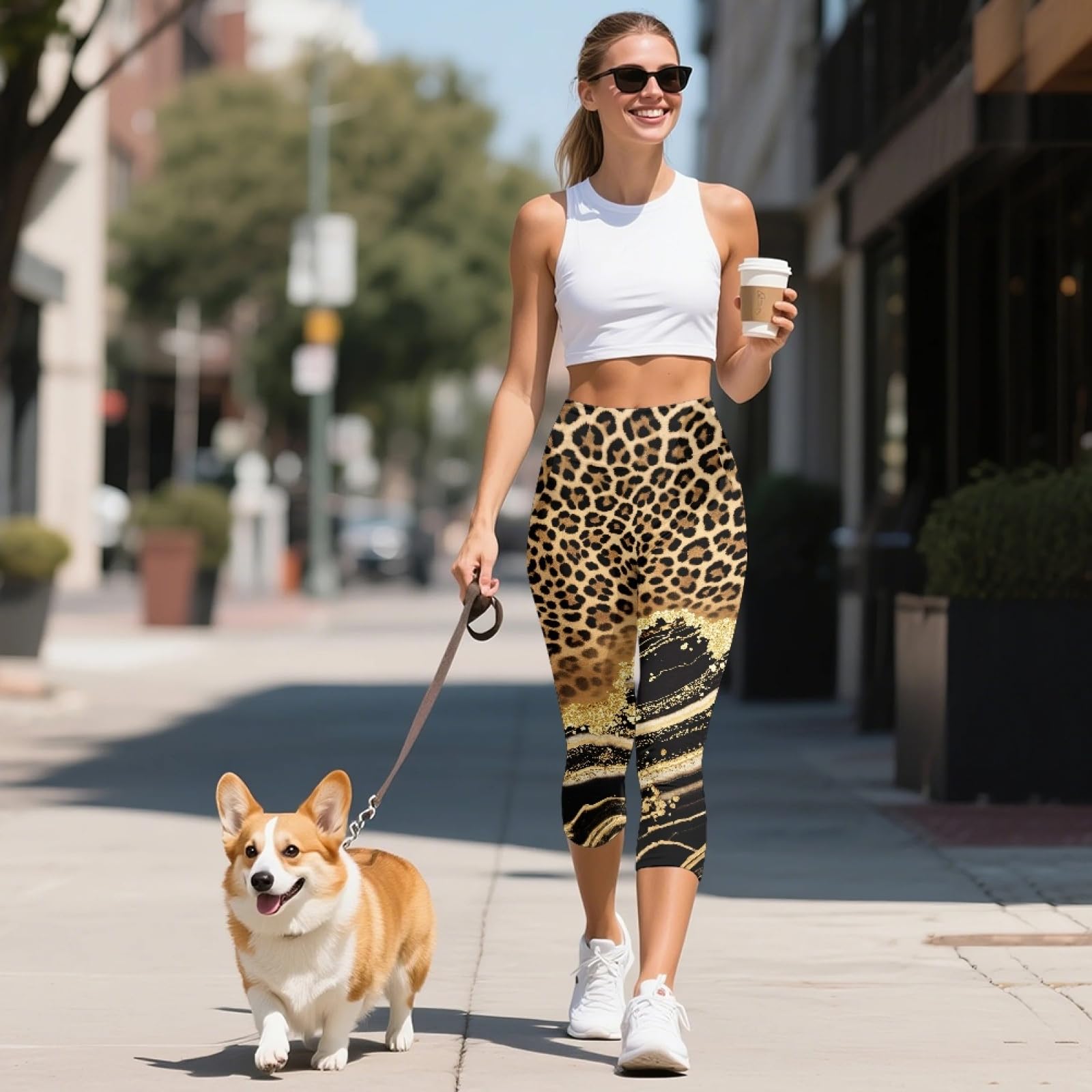Amzbeauty Legging capri pour femme - Pantalon de yoga taille haute avec poches pour femme - Contrôle du ventre - Legging d'entraînement - Capris de yoga