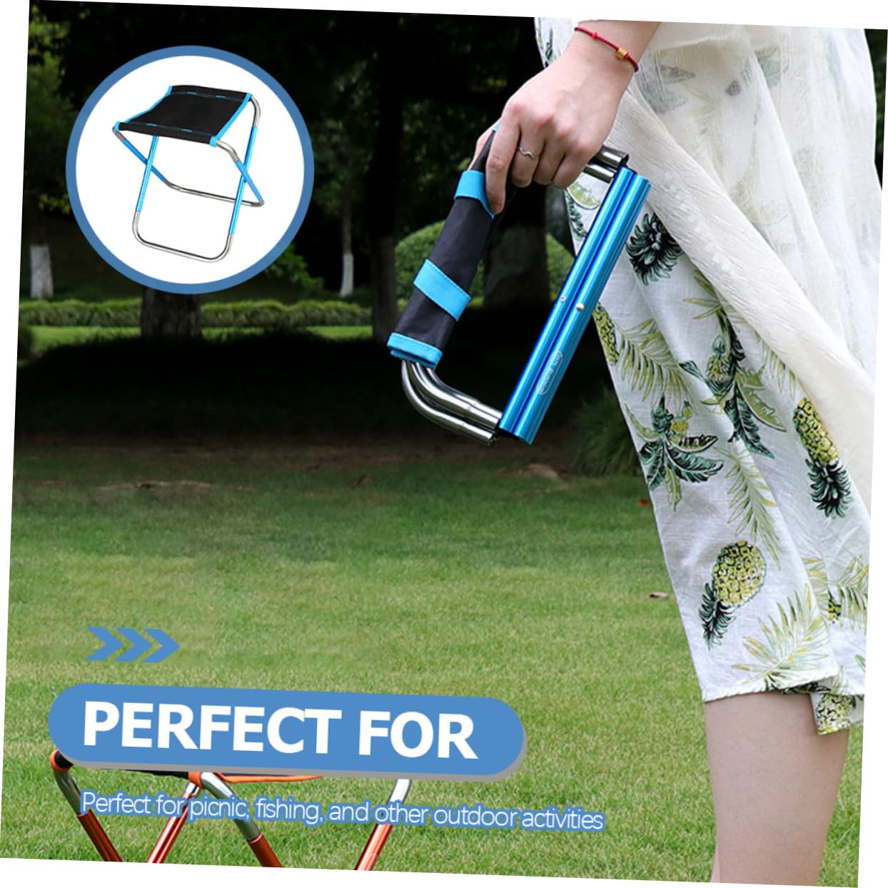 Sgabello Portatile per Campeggio Comodo Sgabello Realizzato in Materiale di Resistente e Stabile Accessorio da Spiaggia Versatile Adatto per Uso in Cortile e Campeggio