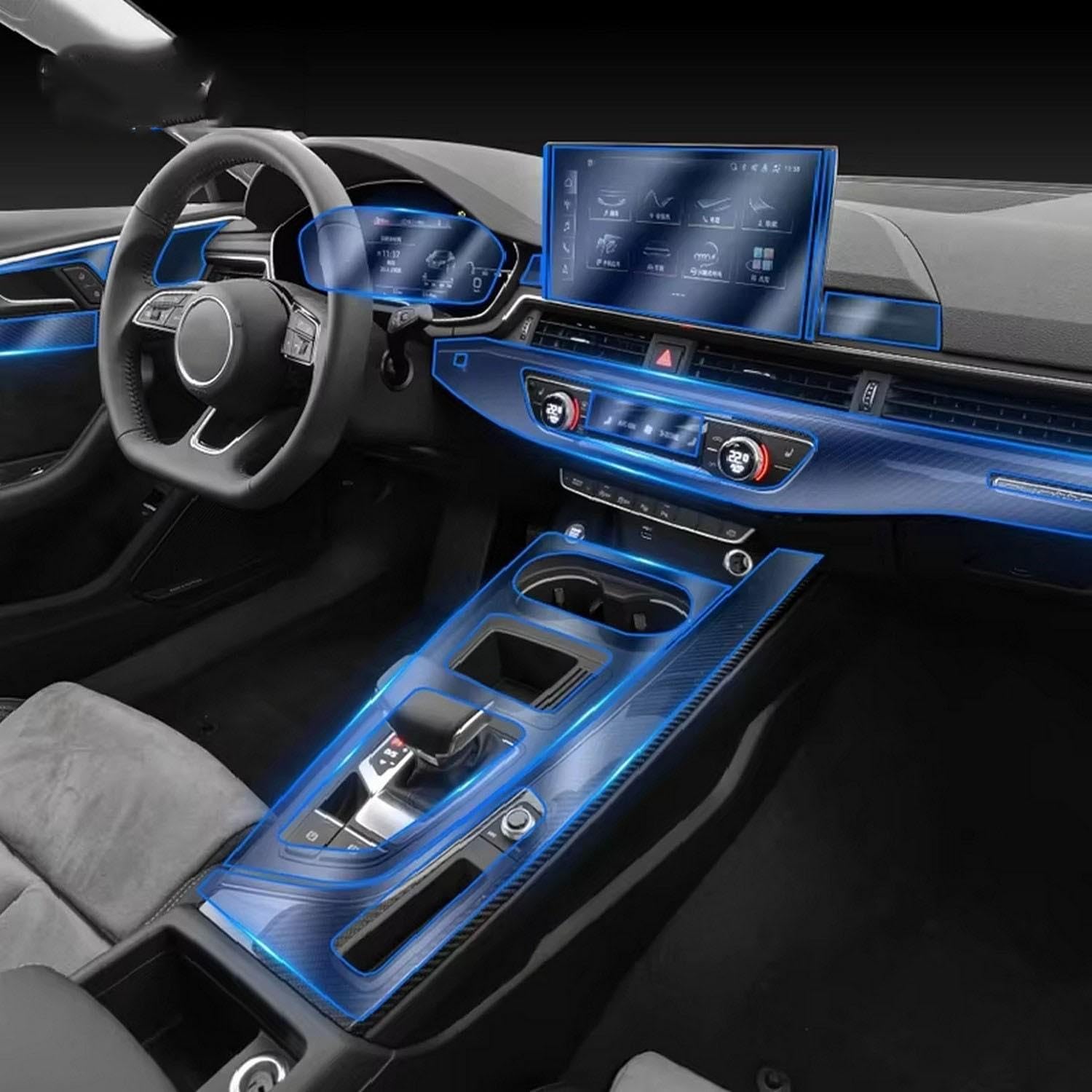 Film protection PPF anti-rayures pour console centrale Audi A4 B9 2020-2023 en TPU