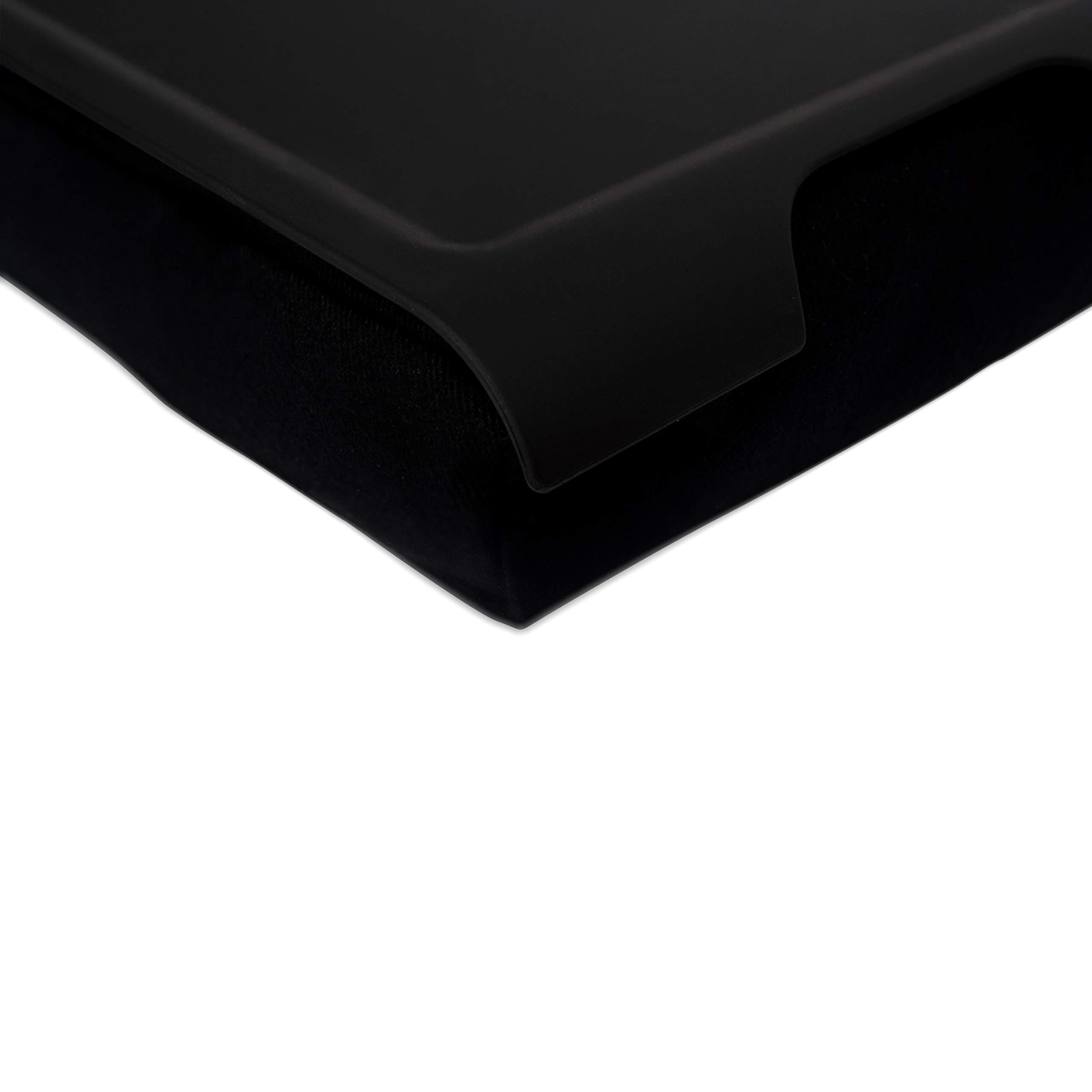 Knietablett Laptray mit Sitzsack-Kissen für Laptop, Frühstück. Rutschfestes Tablett. Abnehmbarer und waschbarer Kissenbezug. Schwarzes Tablett. Schwarzes Kissen. Groß - 46 x 38 x 6,5 cm