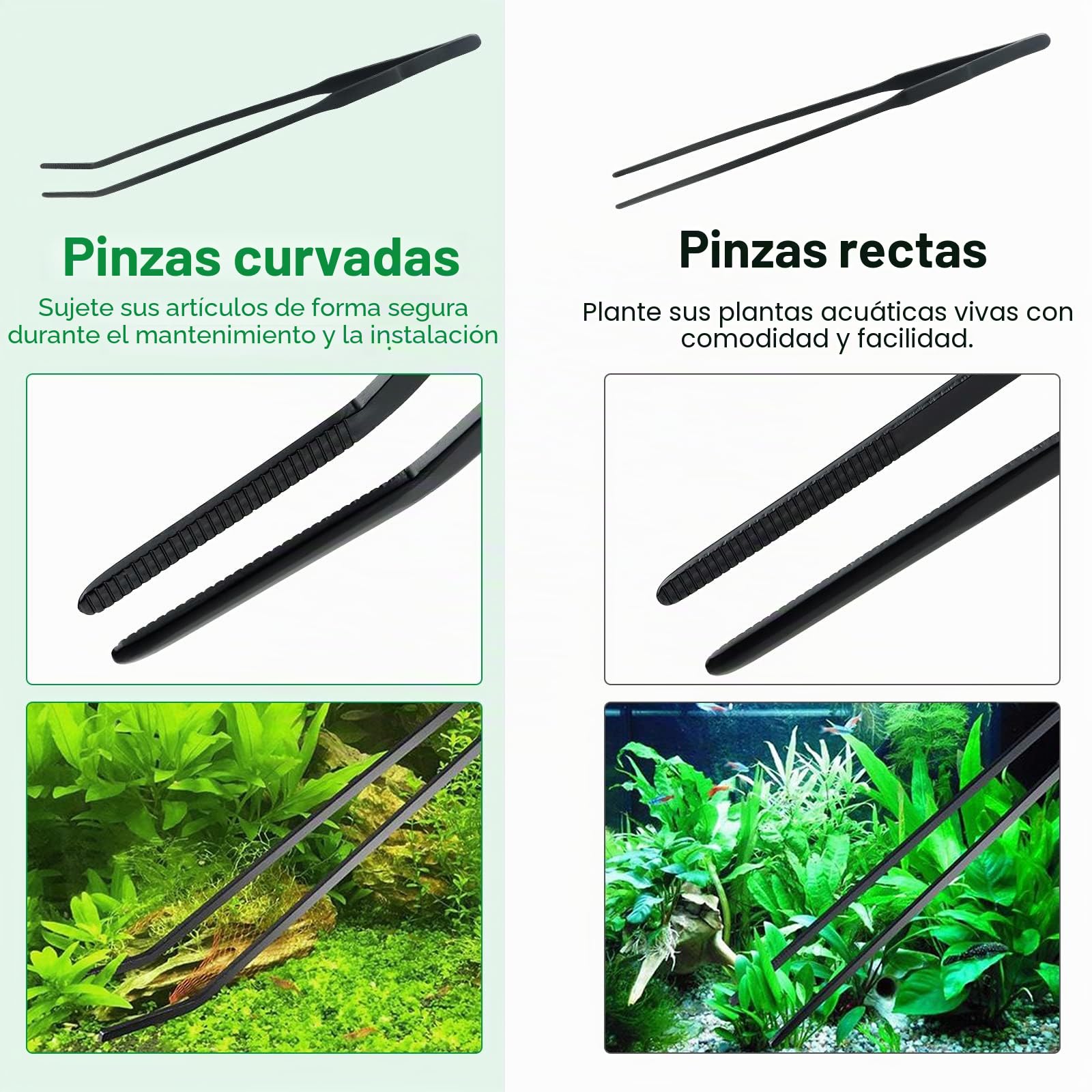 Kit de Herramientas de Acuario Coolty 7 en 1 para Plantas Acuáticas - Pinzas de Tijera de Acero Inoxidable, Herramientas de Limpieza de Acuario, Red de Pesca y Raspador de Algas