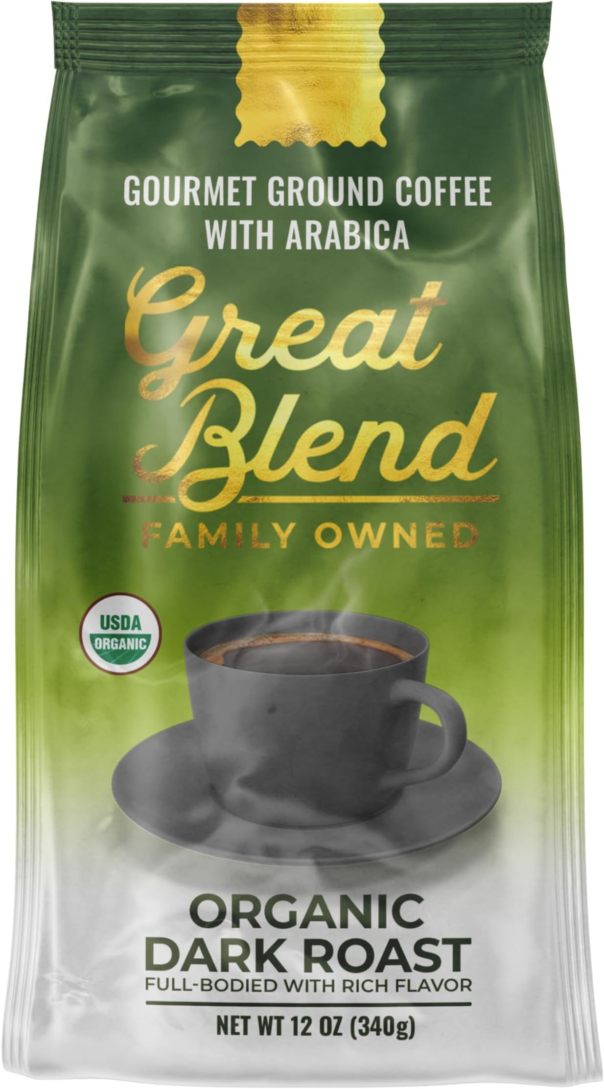Amazon.com : Great Blend Organic Dark Roast Gourmet Ground Coffee WIth ...