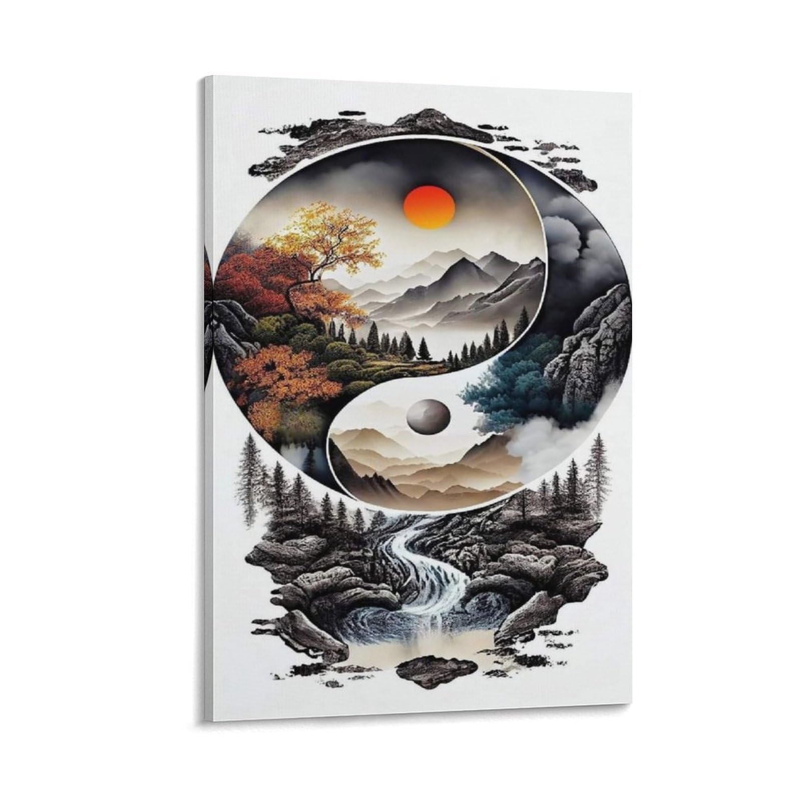 KeAan Yin Yang Tai Chi Print, Canvas Wall Art, Pictures for Living Room And Bedroom, Prints for Special Occasions 20x30inch(50x75cm)