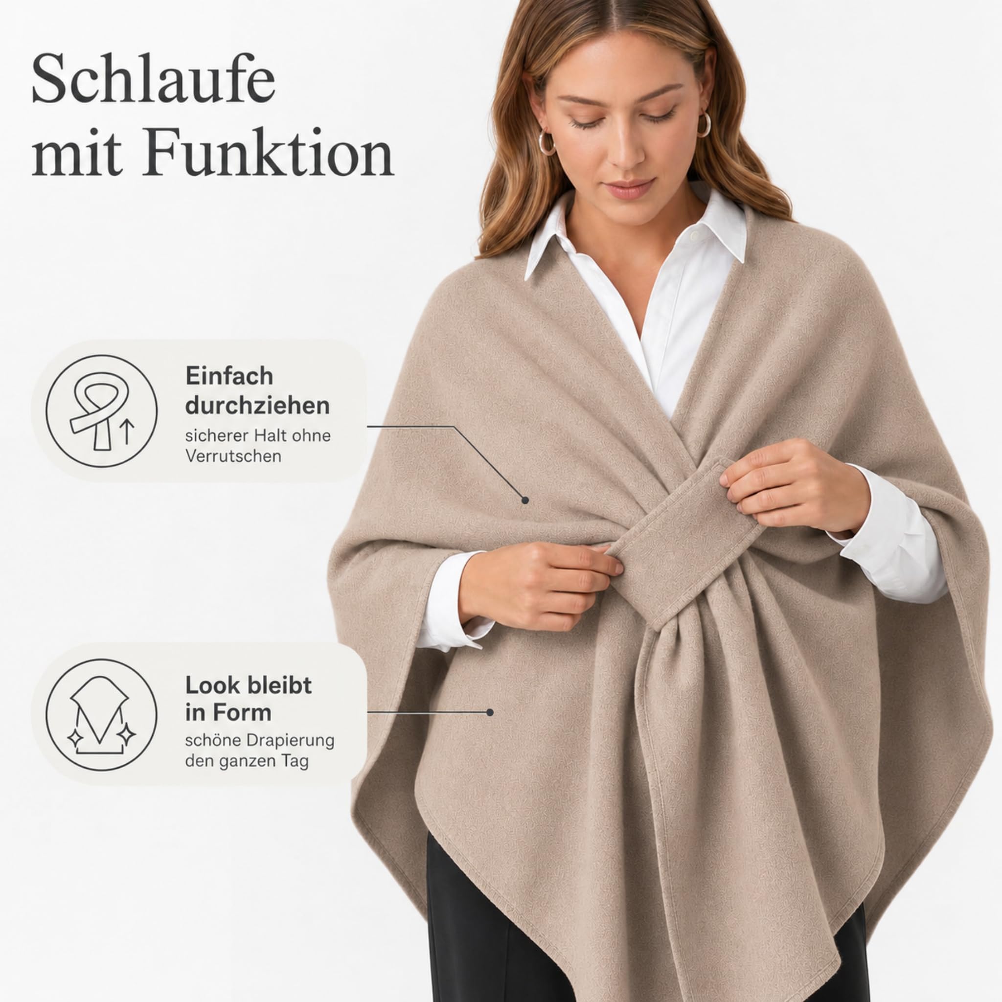 Alpenfaser Langer Poncho Schal mit Schlaufe für Herbst und Winter | Poncho Damen und Strick Ponchos & Capes für Damen mit weichem Tragegefühl, elegantem Fall und vielseitigem Styling.