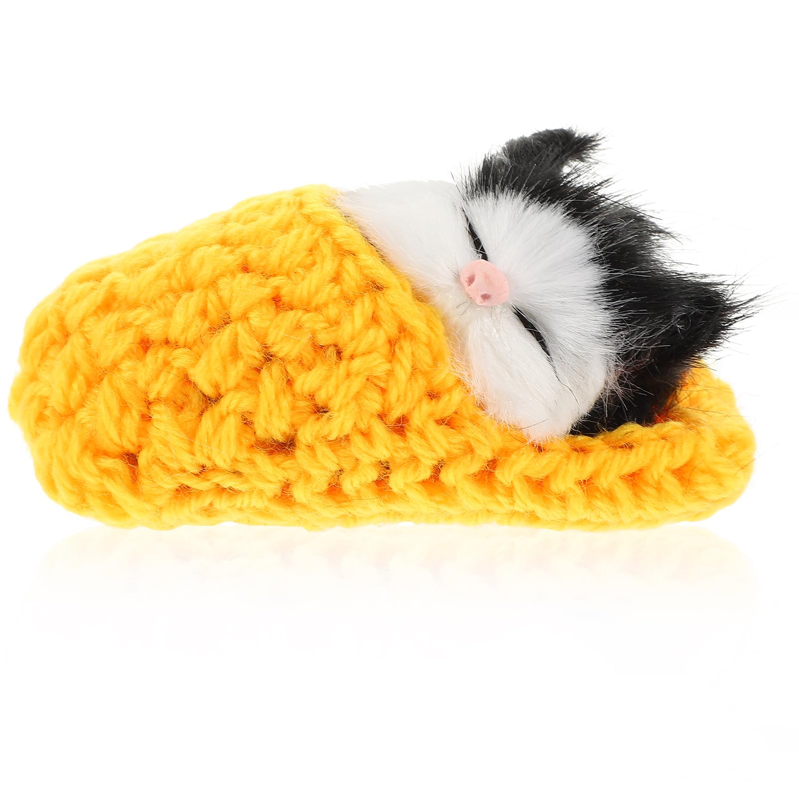 Ciieeo Sleeping Cat in Slipper Doll Toy with Meows Sounds Mini Kitten in Shoe Decor for Boy Girl for Christmas Parties and Interactive Play Yellow