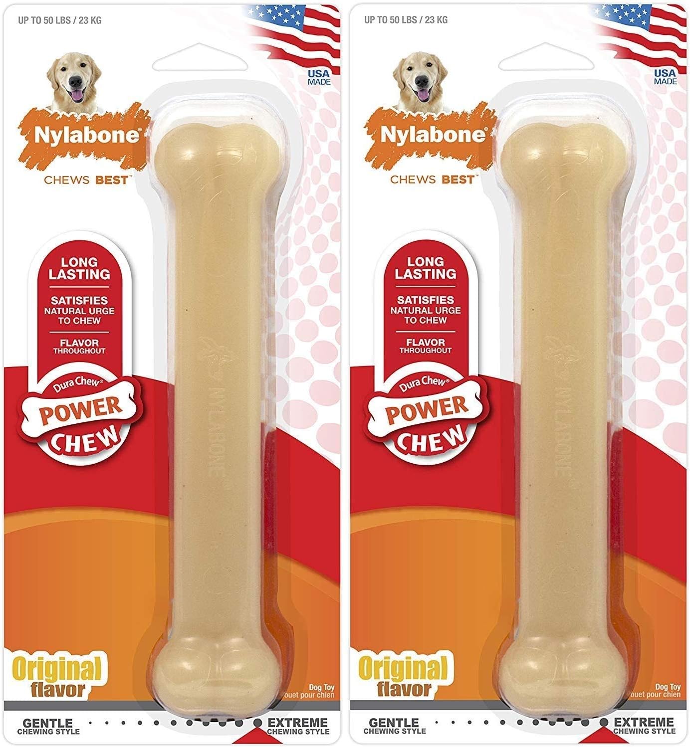 Nylabone Original Bone Dog Chew Toy [Set of 2] Size: Giant
