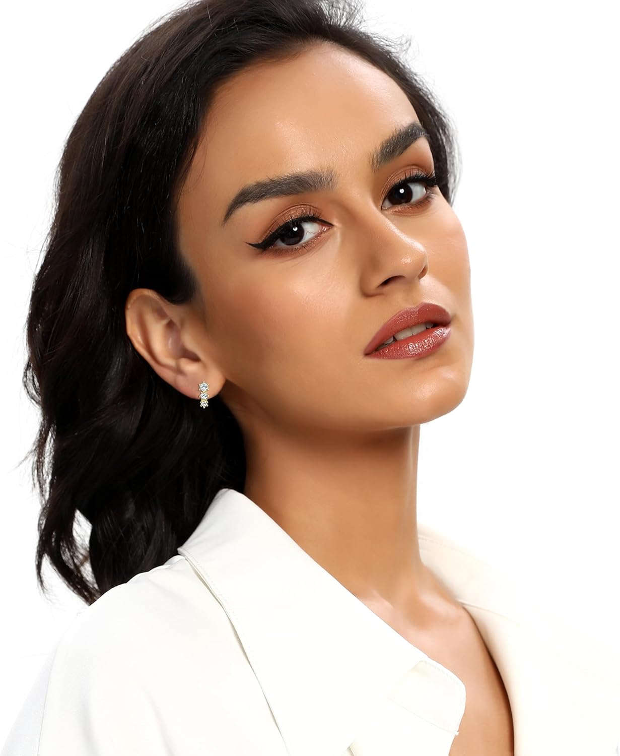 4 Pairs Hoop Dangle Earrings stud-earrings Sets,18K Yellow Gold Plated Irregular Earrings Set Dainty Cubic Zirconia Earrings Stacks for Women - Image 8