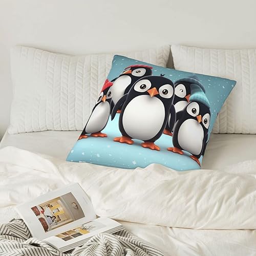 Miniatura 7 de Decorative Throw Pillow Covers Rustic Farmhouse Cute Penguins Decor Throw Pillowcovers 22"x22" Soft Pillow Case Square Cushion Case for Sofa Decor