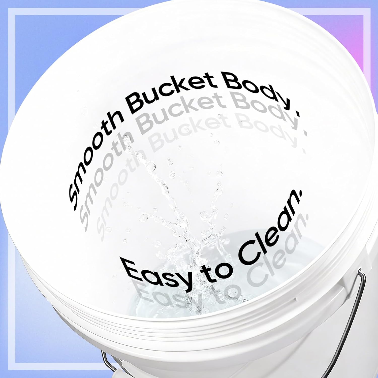 DEMORA Food Grade 2.5 Gallon Bucket, Heavy Duty 2.5 Gallon Mop Bucket with Metal Handle for Household Cleaning, Car Wash, Farm Garden Storage Containers, Easy to Clean, BPA Free (White, 18 Pack)