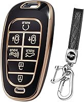 Vista 1 de Funda para llave de coche Hyundai, compatible con Hyundai Sonata Santa fe Tucson 2019-2022 con 7 botones, llave inteligente de TPU de 360 grados