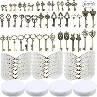46 llaves de esqueleto vintage de bronce antiguo, con 50 pares de alas de libélula y línea de pesca de 105 yardas para hac...