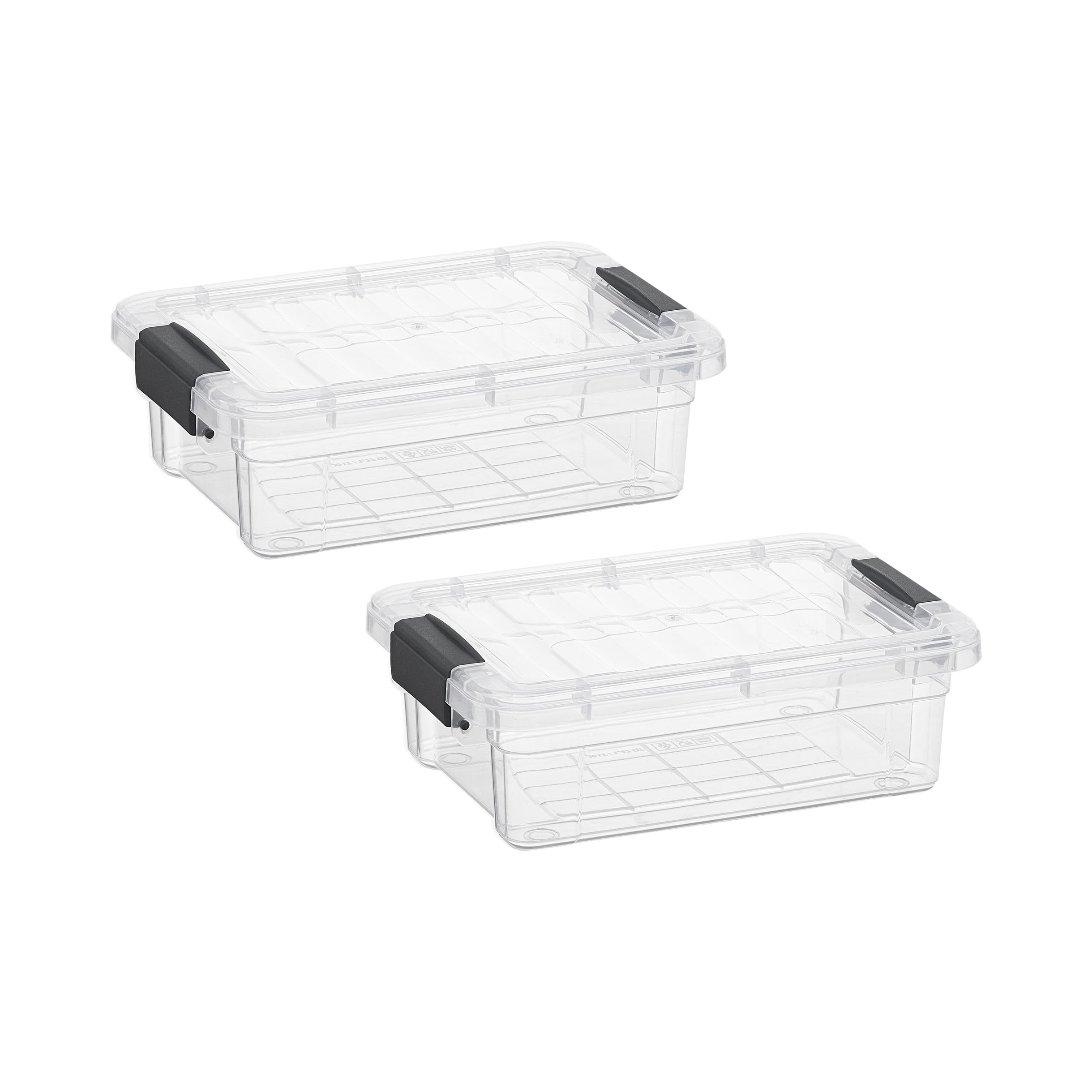 Superio Clear Storage Boxes with Lids, 1.27 Quart Plastic Container Bins for Organizing, Stackable Crates, BPA Free, Non Toxic, Odor Free, Organizers for Home, Office and Dorm, 2 Pack