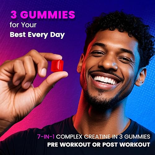 Miniatura 6 de Gomitas de monohidrato de creatina, complejo de 8000 mg para hombres y mujeres, creatina saborizada y masticable con taurina, L-carnitina,