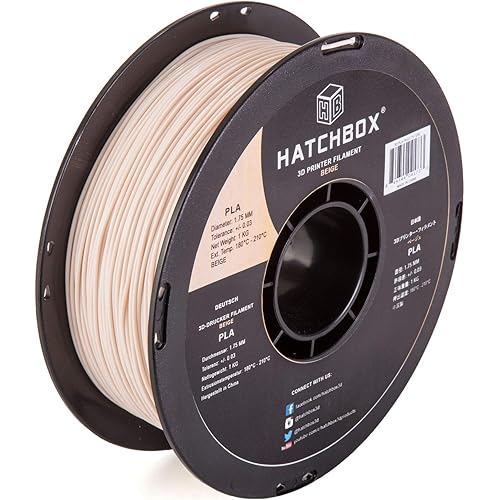 HATCHBOX 1.75mm Beige PLA 3D Printer Filament, 1 KG Spool, Dimensional Accuracy +/- 0.03 mm, 3D Printing Filament