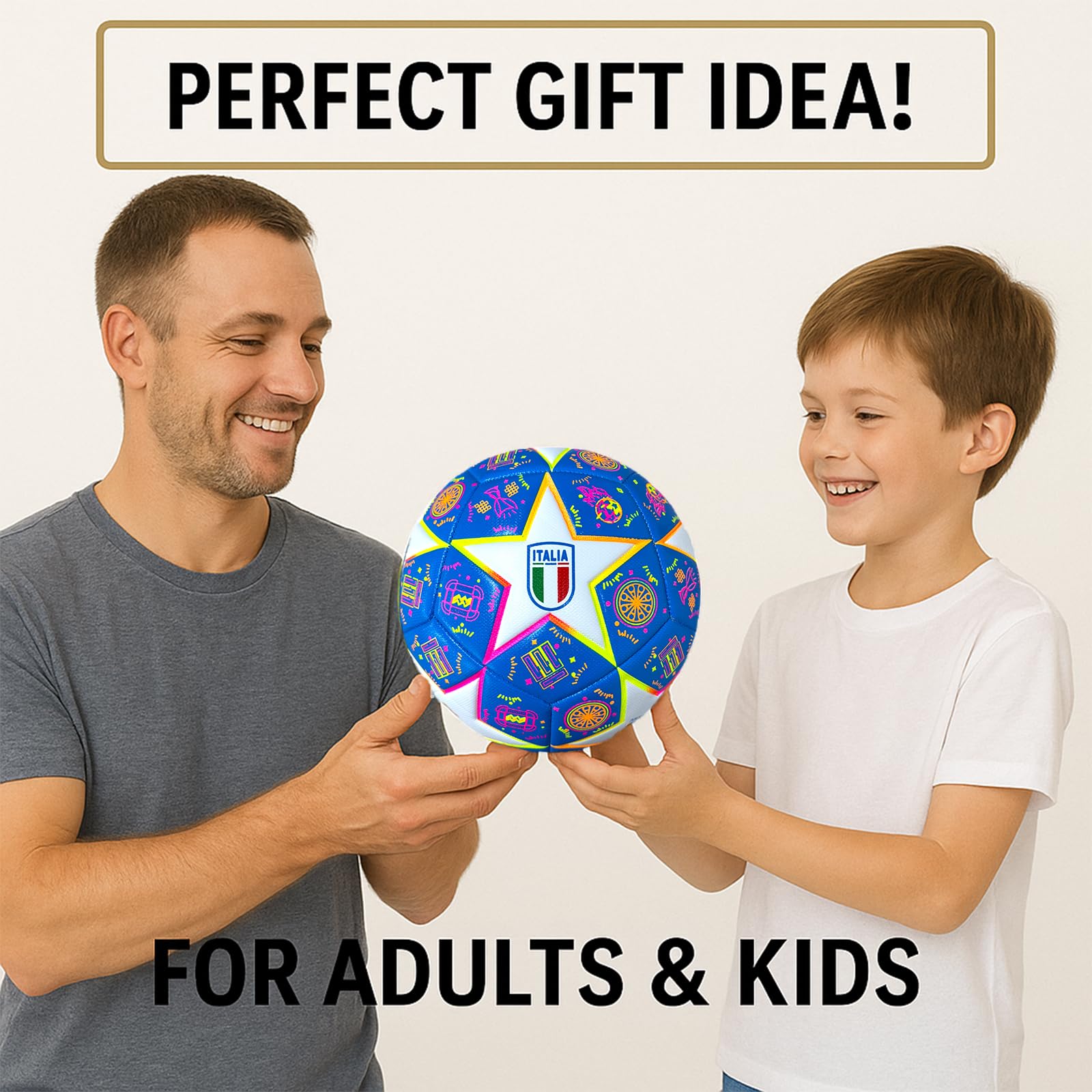 Palla da Calcio da Adulto Ragazzo - Palloni da Calcio Allenamento per Tempo Libero - Pallone Italia Grande Misura 5 - Palla per Bambino - Soccer Ball - Idea Regalo Bambini Adulti