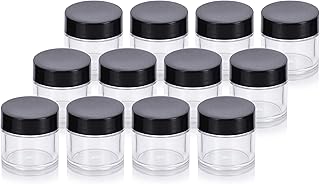 Clear Thick Wall Acrylic Travel Refillable Pot Container Jar - .25 oz (12 pack) for Samples, Balms, Makeup and Cosmetics, Salves, Airtight and BPA Free