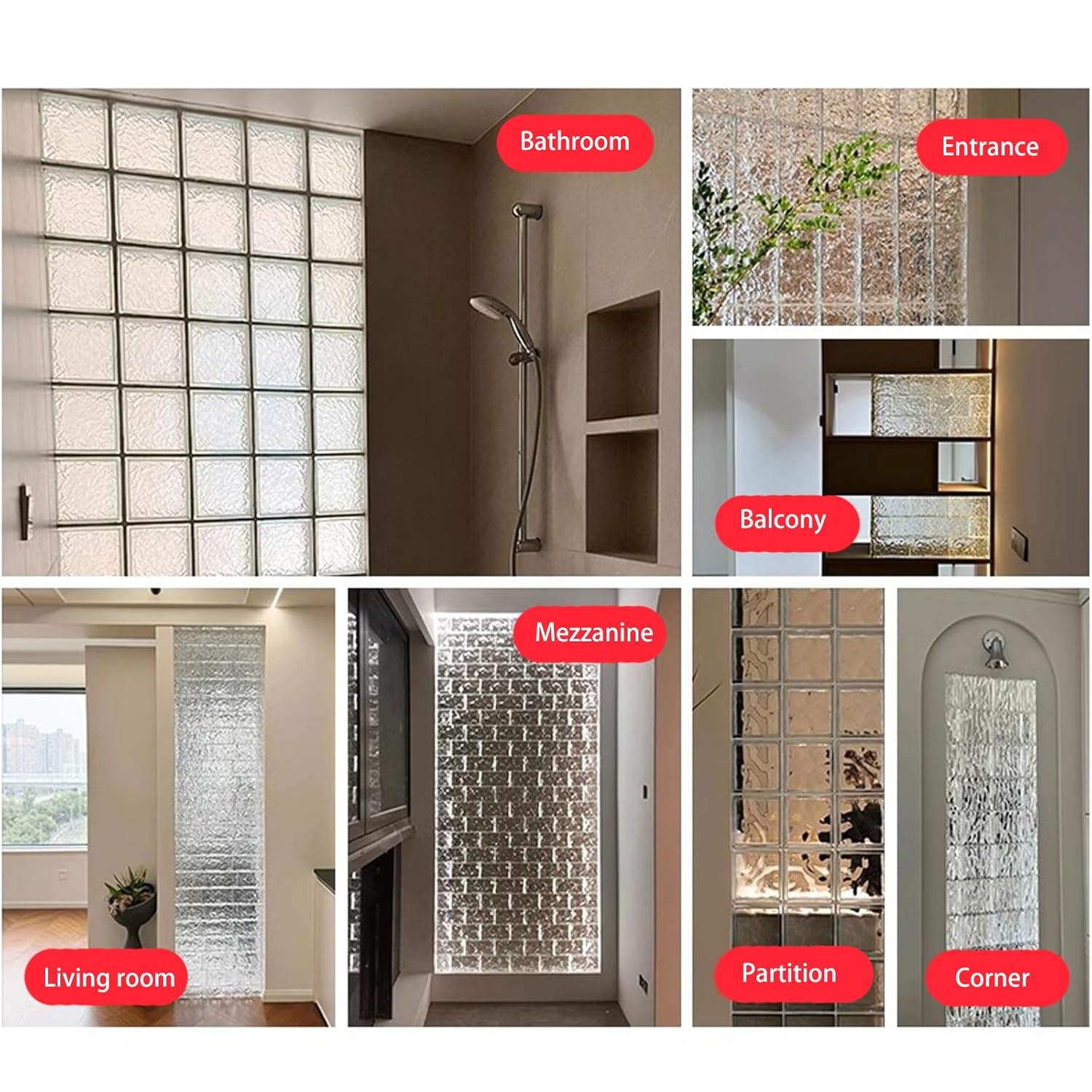 7.8 * 3.9 * 1.9in Glass Blocks，Transparent Solid Glass Bricks，Decorative Partition Wall，for Room Divider Partition，Architectural Decoration，bar，Hotel(H)