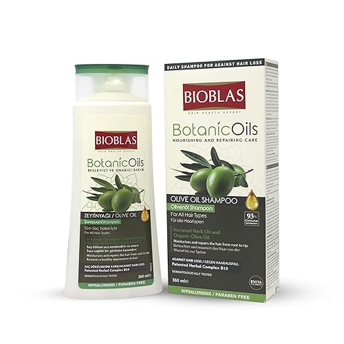 Bioblas - Champú para el cabello con aceite de oliva restaurando el cabello dañado y el cuero cabelludo calmante sin parabenos ni colorantes para