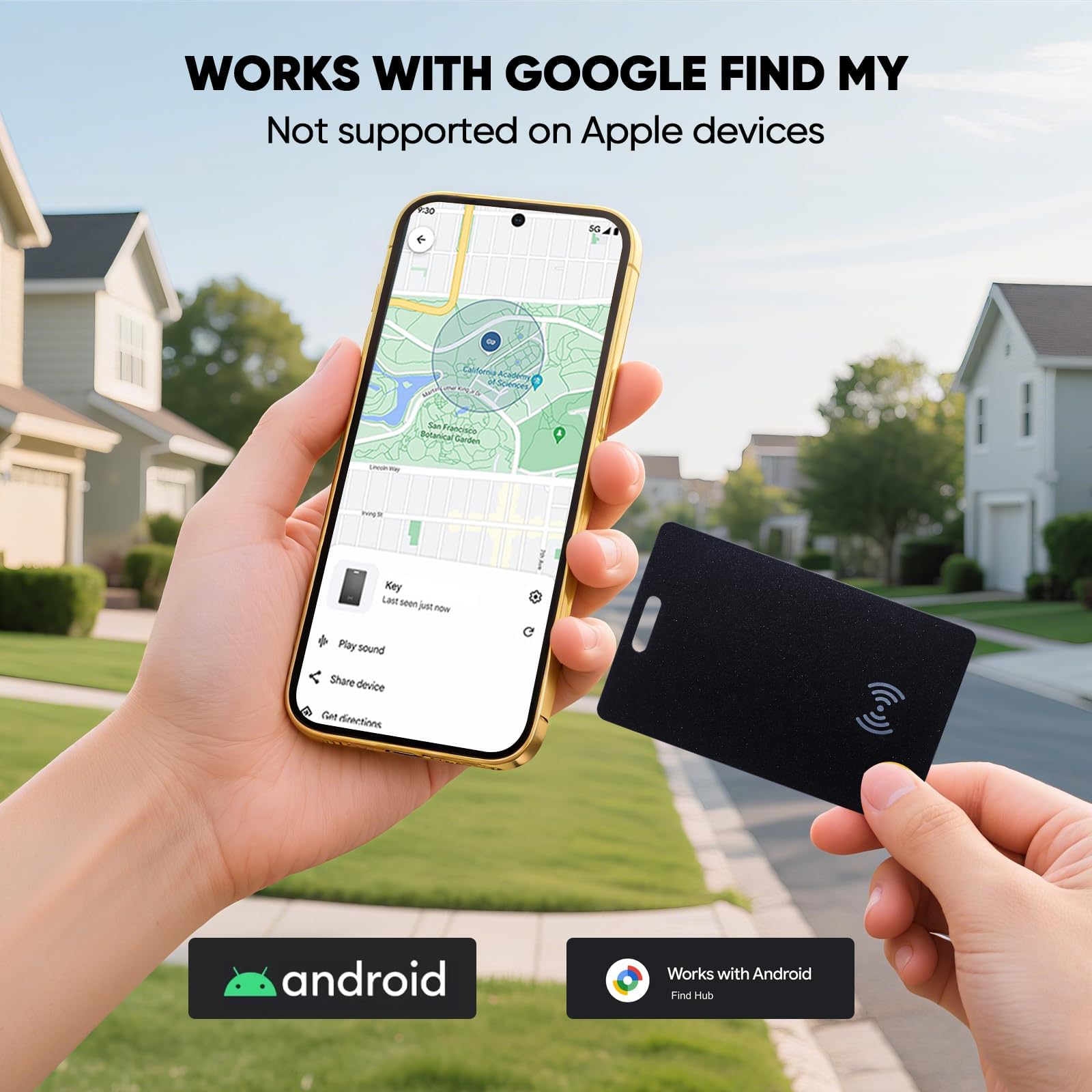 Geldbörsen-Tracker-Karte für Android,Wiederaufladbarer Wallet Tracker kompatibel mit Google Find My (Nur Android), IP68 Wasserdicht, Bluetooth Smart Tag für Schlüssel,Geldbörse,Ausweis