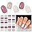 DUKASOU Semi Cured Gel Nail Strips, Peach Blossom Stuffed | 28 pcs Gel Nail Strips Work with Any UV Lamp, Salon Quality UV Nails Stickers, Easy to Apply for Home Nails DIY