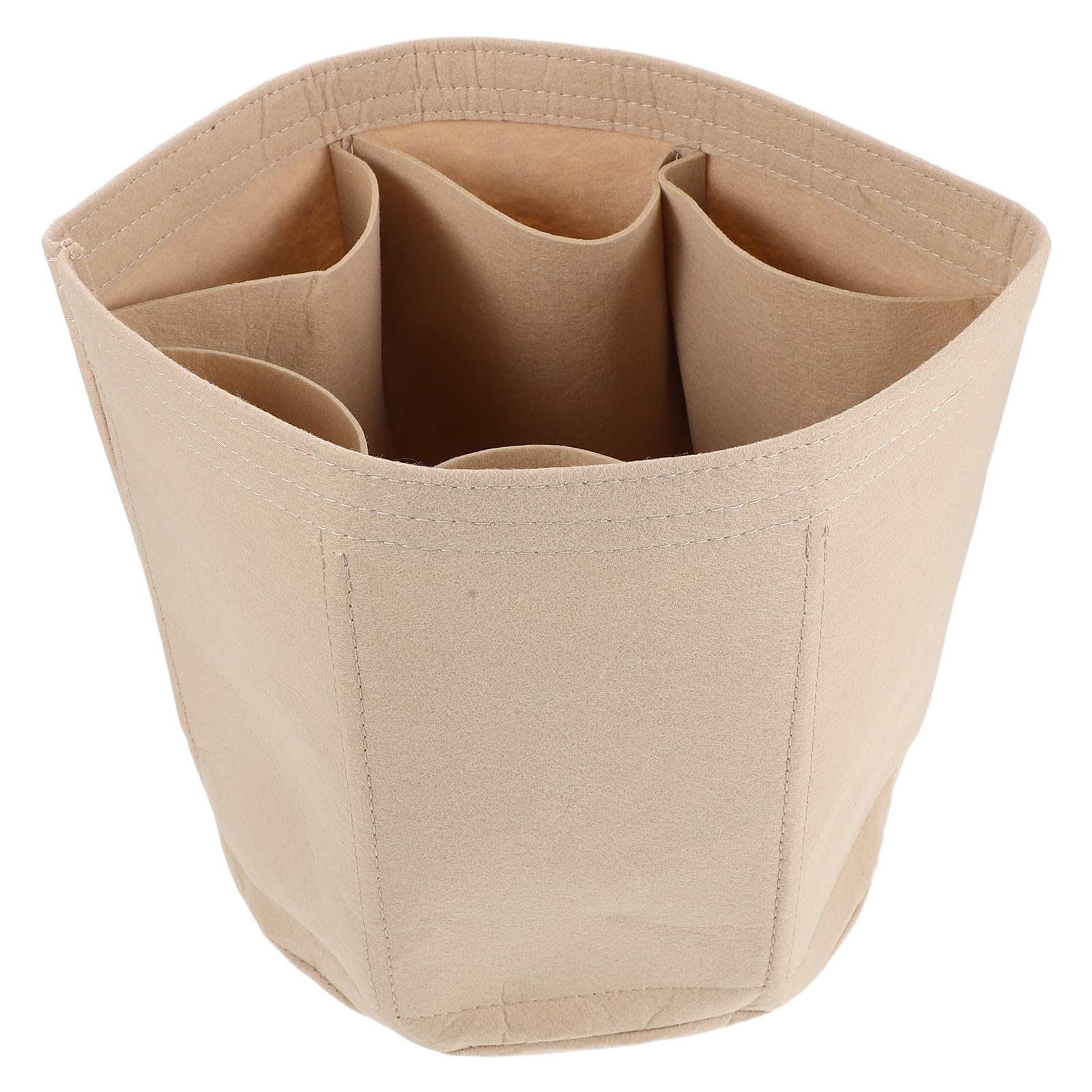 FSLXZPKJ Multi-Compartment Felt Bucket Bag Organizer for Tote, Toiletry & Cosmetic Storage – Travel & Daily Use (Beige) Light Luxury Appeal
