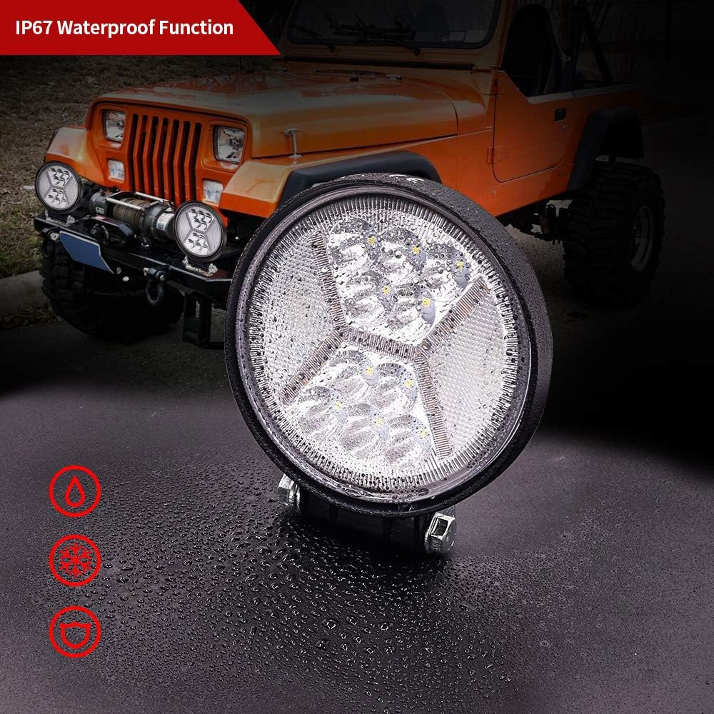 Luz de trabajo LED, 2 faros delanteros LED Spot Flood Combo Lights 12V 24V Off Road Driving Faros antiniebla Auxiliares Luces de circulación diurna para motocicleta SUV Barco Camión Tractor