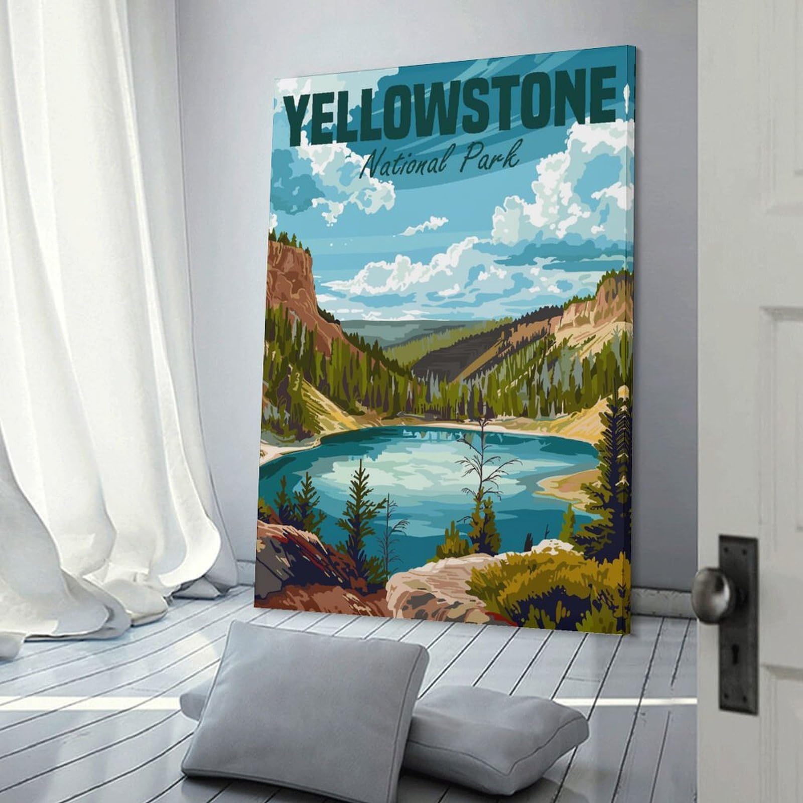 Junmoney Wall Picture Print Yellowstone National Park(3), 12x18inch(30x45cm), for Lounge, Bedroom Or Personal Spaces, Canvas Artwork with Gifting Potential