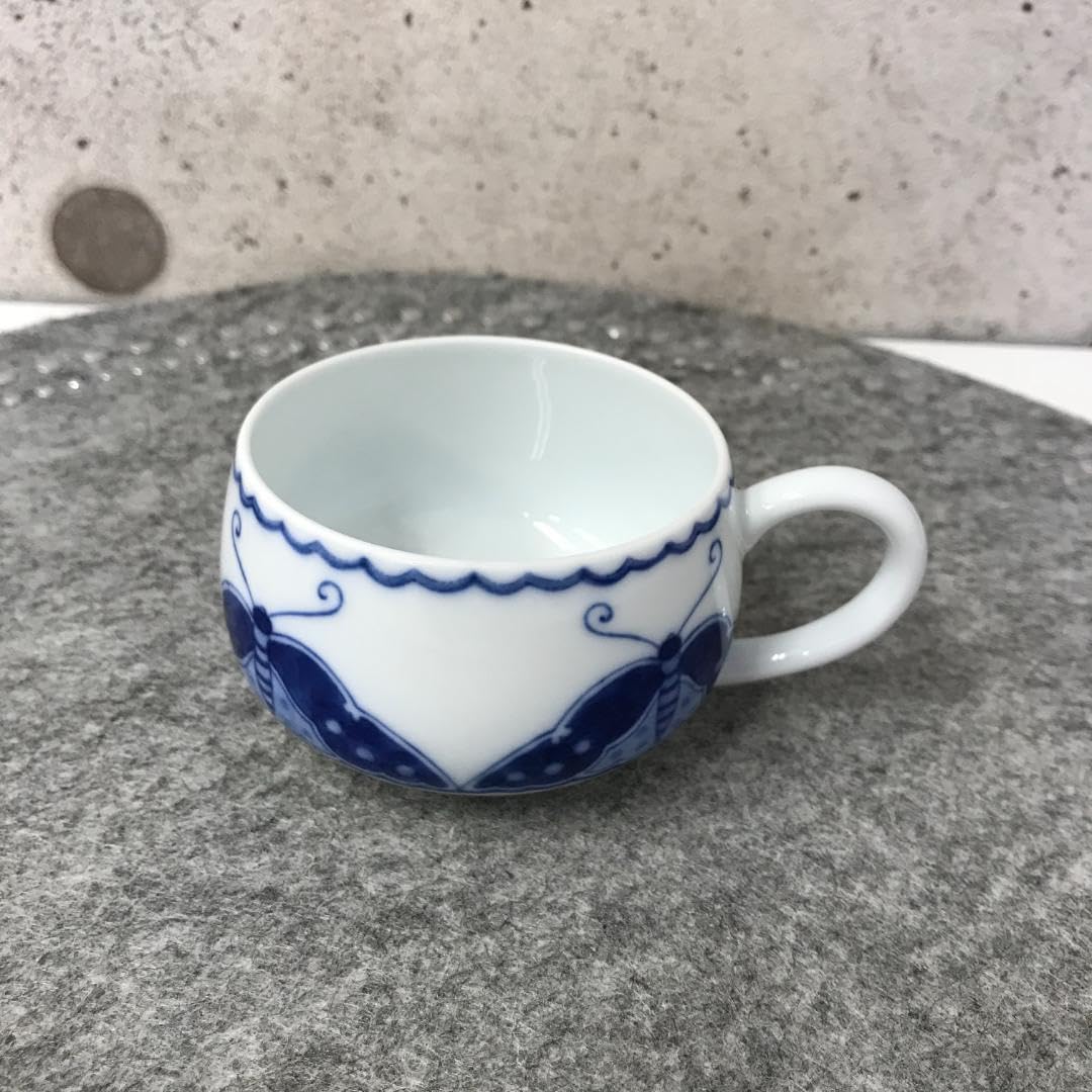 深川製磁 瑠璃花蝶 イタリアン碗皿 カップ&ソーサー 1客 未使用品 
