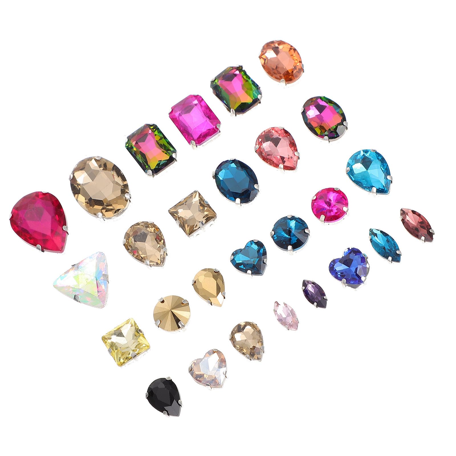 Pedrería para coser de vidrio con garra, apliques delicados en colores aleatorios, 25 uds