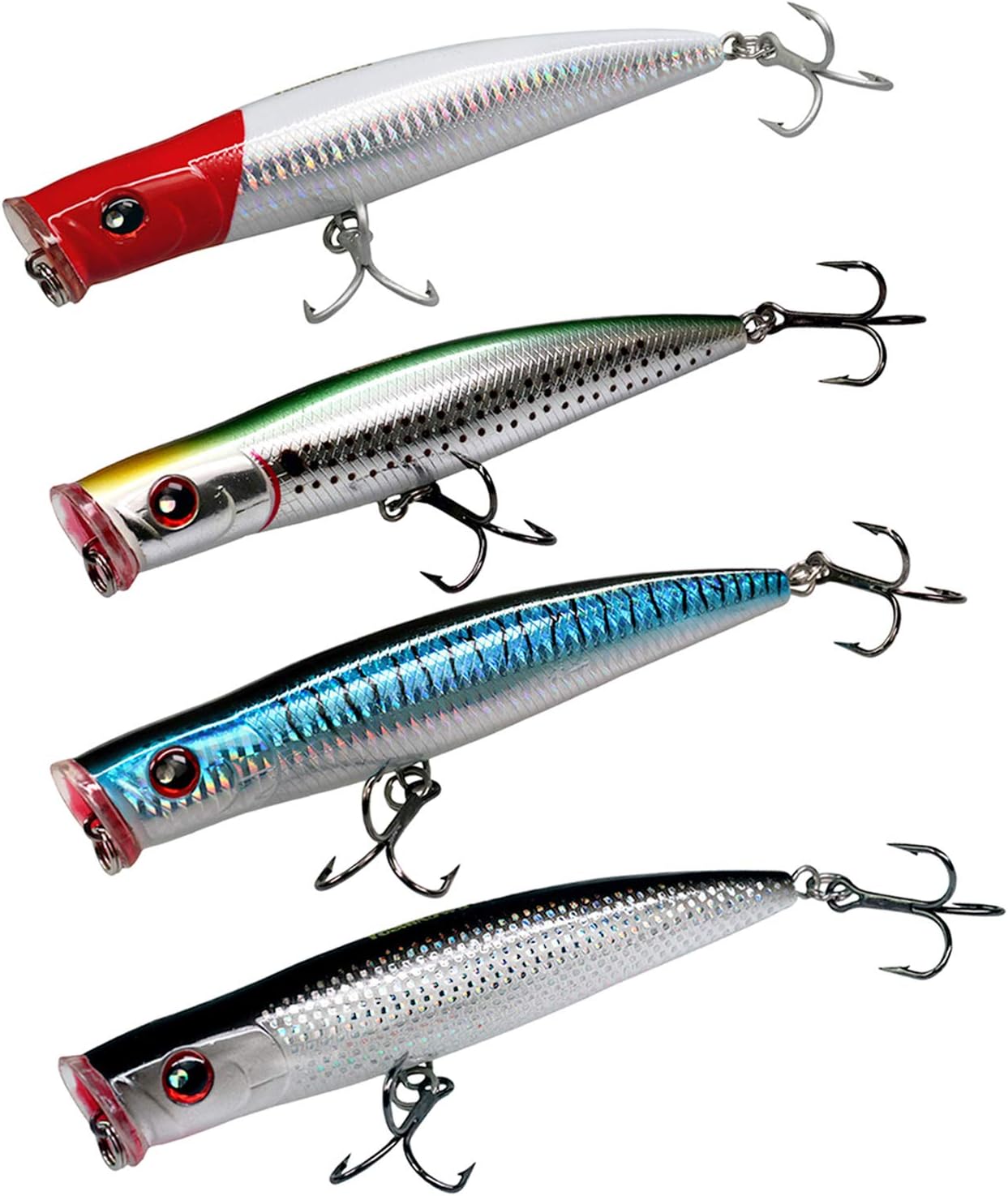 Fishing Hard Lures, 1pcs Blue-Sliver 46g/1.6oz Saltwater Popper Lures GT Offshore Big Game Lures Top Water Fishing Lures Baits Fishing Hard Lures, for Stripped Bass,Tuna