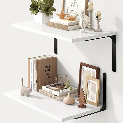 Fun Memories Estantes flotantes para pared, estantes flotantes de 12 pulgadas de profundidad, juego de 2, estante montado en la pared con soportes