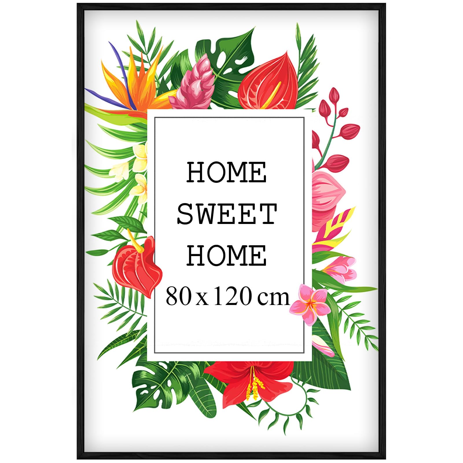 MG Design Cadre photo en bois 80 x 120 cm Noir – plexiglas transparent, à suspendre vertical et horizontal – pour photos, posters et puzzles