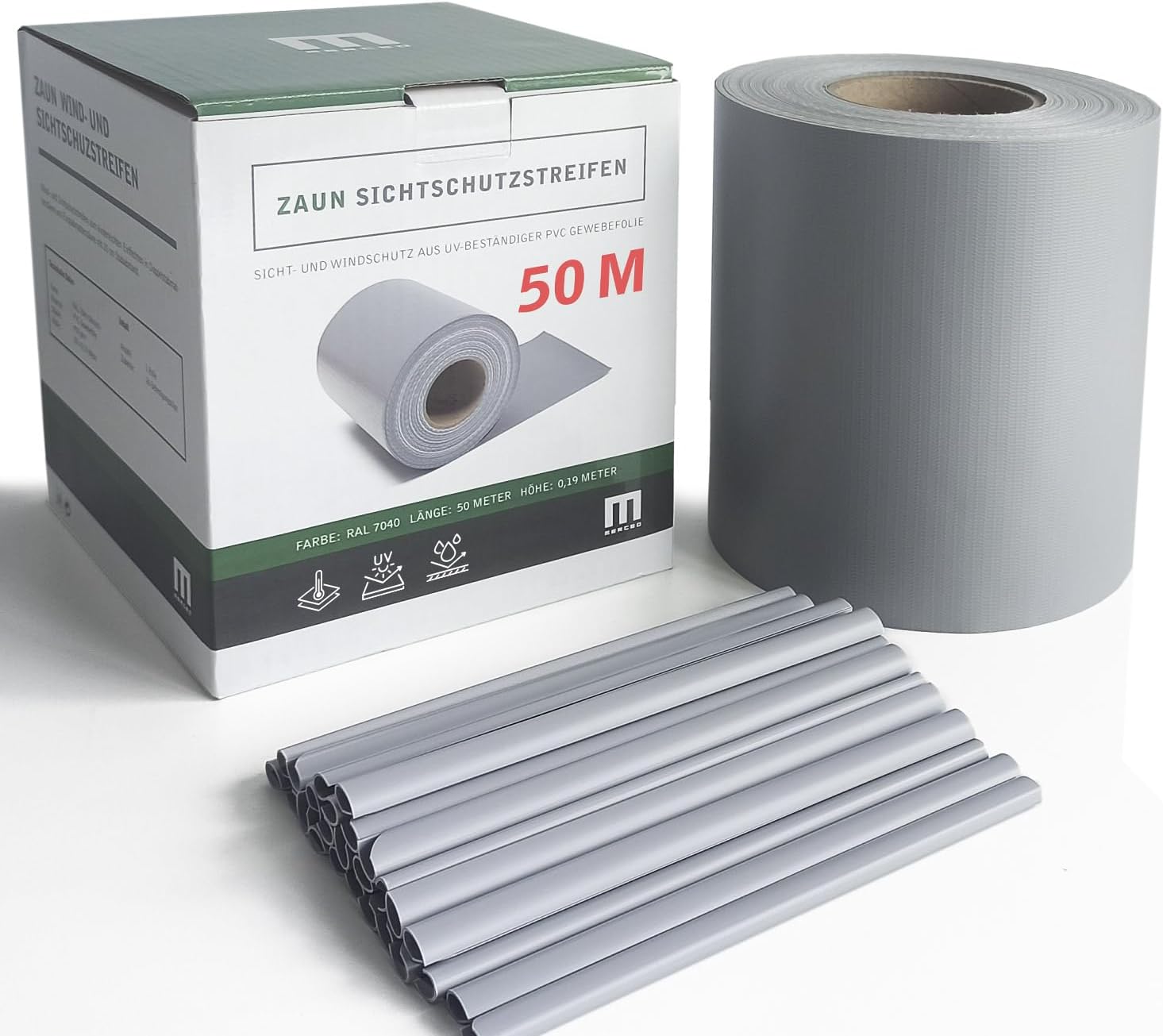 FORTENA Zaun Sichtschutzstreifen 26m - 19cm Hoch Grün Für Doppelstabmatten