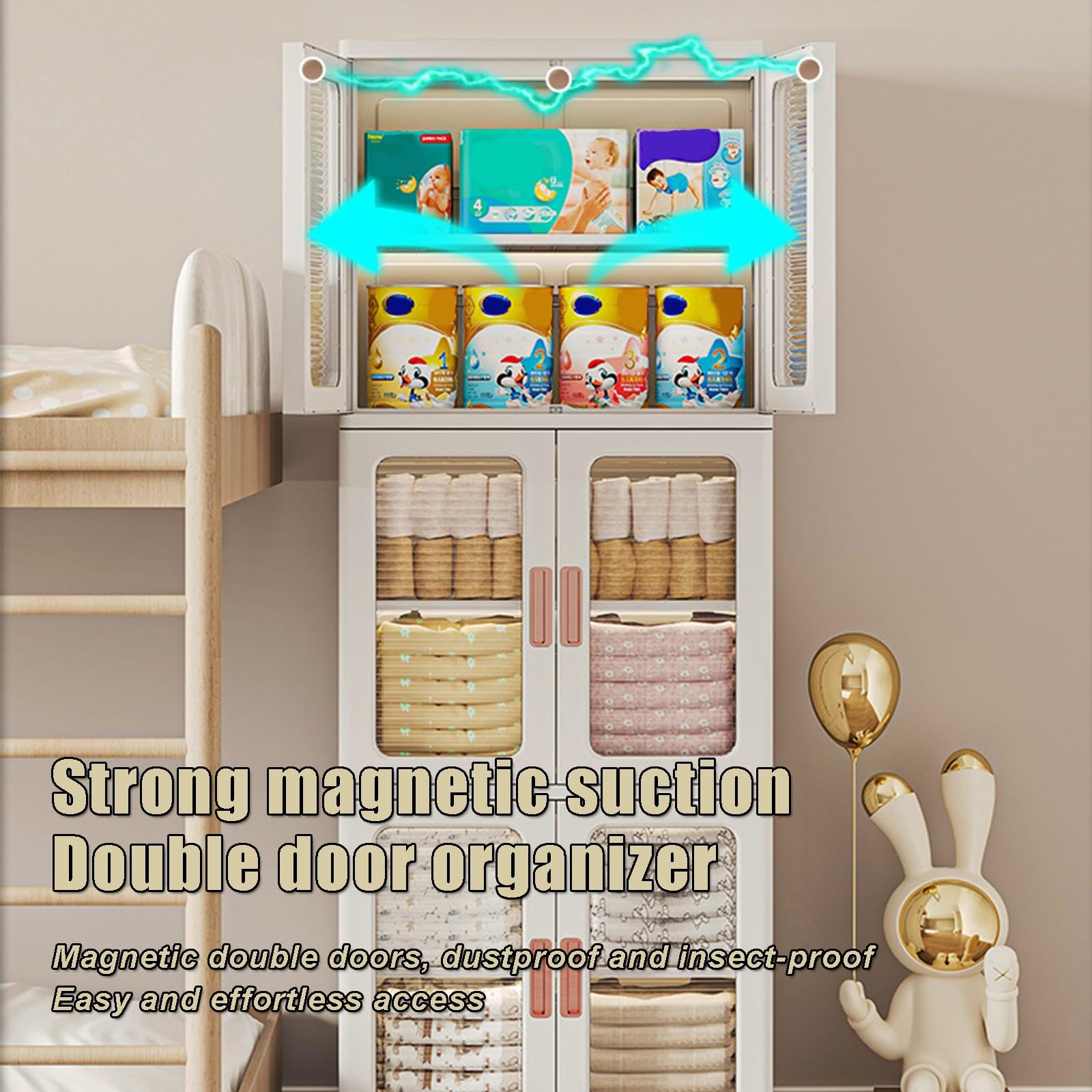 Lot de 3 bacs de Rangement en Plastique organiseurs de Rangement, boîte de Rangement Pliante, bacs de Rangement empilables avec Porte Avant Ouverte, bacs de Rangement A,Jumbo Size