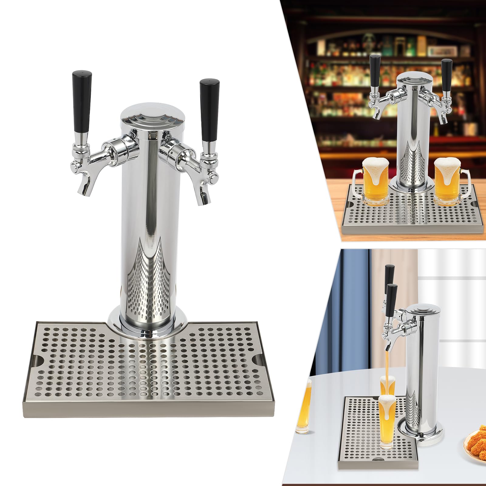 Columna de cerveza con 2 grifos para cerveza y otras bebidas