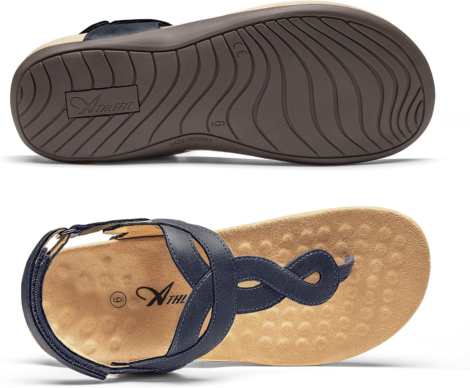 Athlefit Women's Orthopedic Arch Support Sandals Comfortable Thong T-Strap Orthotic Casual Flat Sandals - Image 6