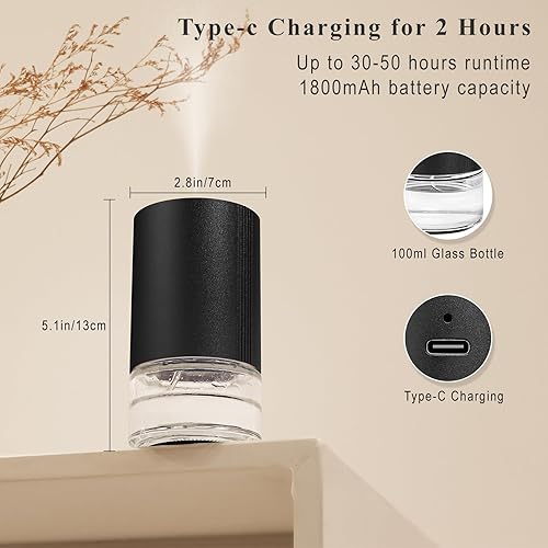 Miniatura 4 de Difusor de aceite esencial, difusor de aroma sin agua para el hogar, humidificador atomizador de capacidad de 3.4 fl oz, máquina ambientadora