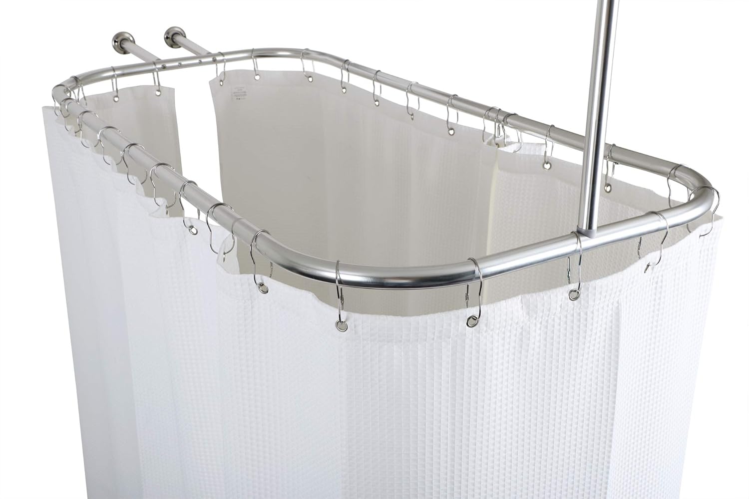 Utopia Alley Waffle Weave Shower Curtain - Clawfoot Tub Shower Surround Curtain, Washable & Weighted Shower Curtain Or Tub Curtain for Wrap Around Curtain Rods - with 36 Hooks Set, 180 x 70 (White)