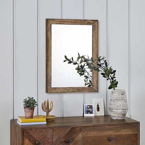 Miniatura 3 de AAZZKANG Espejo de madera rústica, espejos decorativos rectangulares de pared con marco para dormitorio, sala de estar, baño, entrada, para colgar,