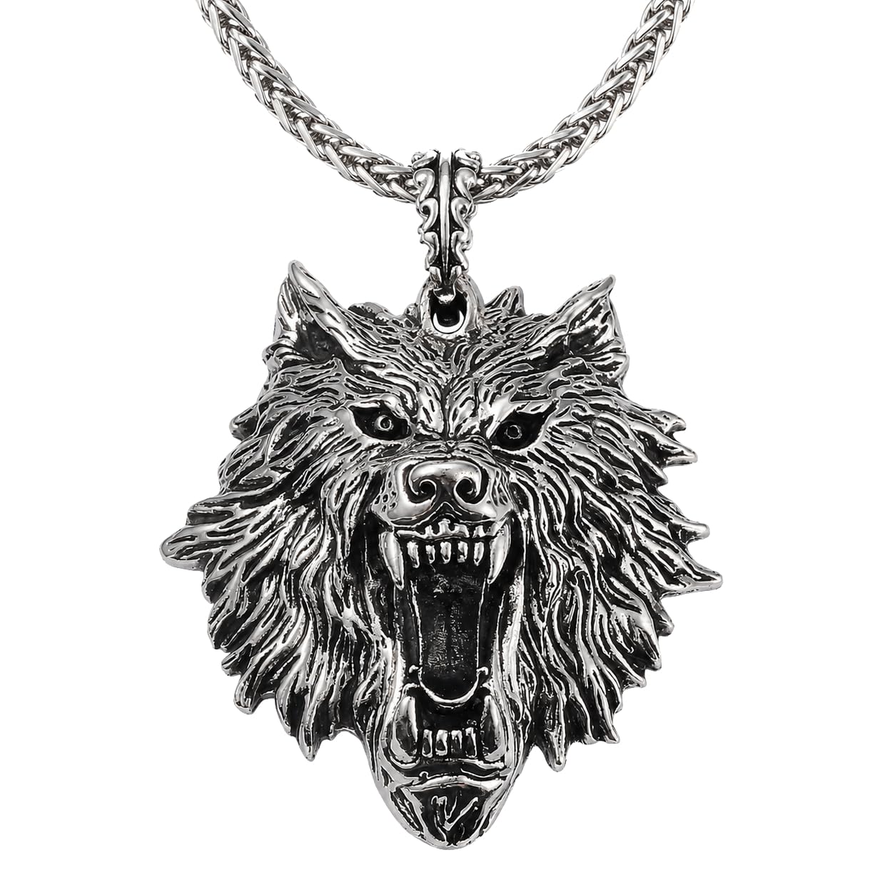 Antique Silver Finish 'Wolf Imperium' Big Wolf Head Hip-Hop Pendant Necklace With Chain For Men And Boys | Rugged Macho Style Bold Biker Statement Jewellery For Daily, Club, Party Use & Gifting (NK1529) 1Pc-image-19