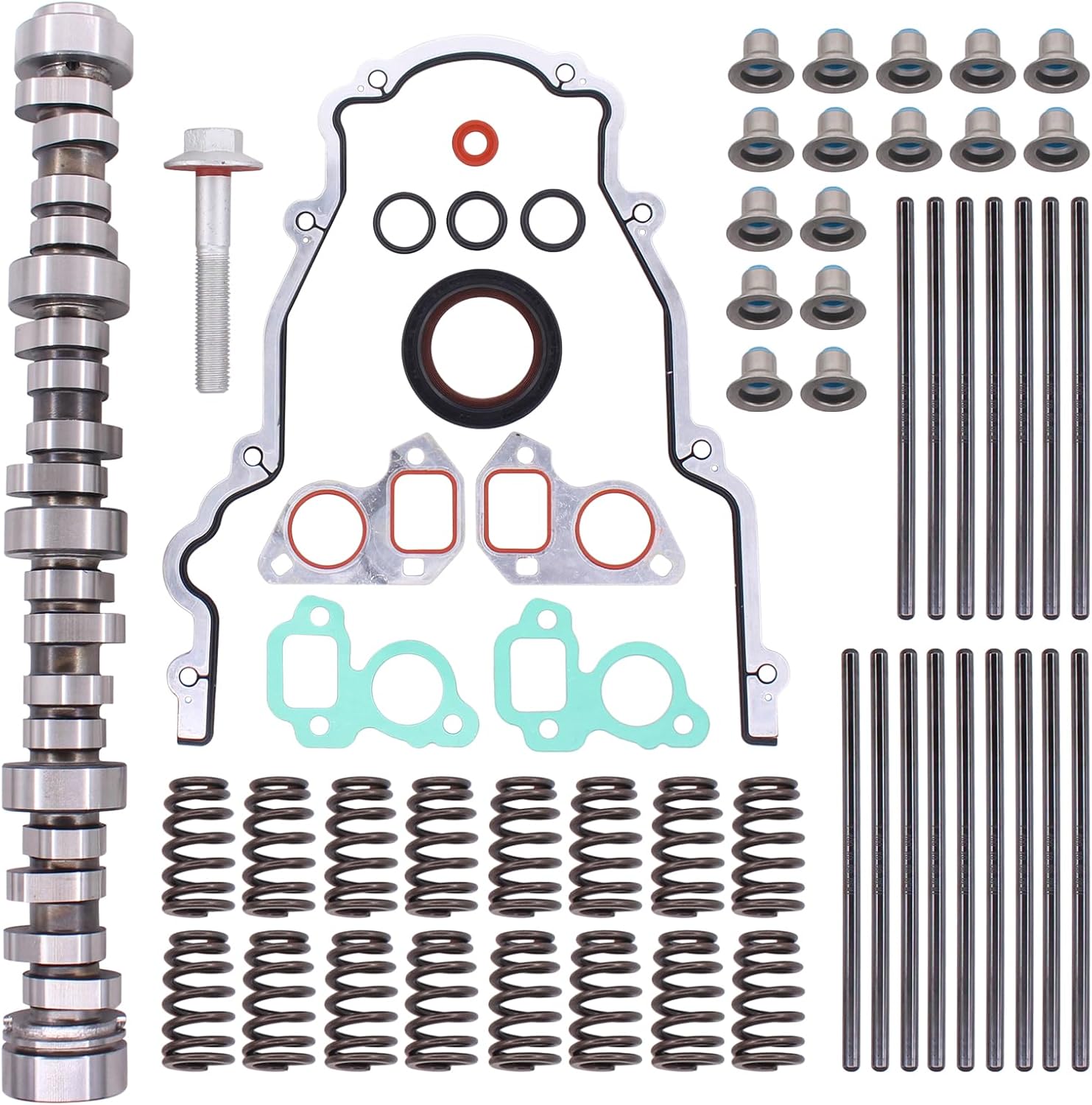 ApplianPar Stage 2 Camshaft Kit for Chevy Silverado Sierra 1999-2007 4.8L 5.3L 6.0L 6.2L LS1 LS2 LS6 LQ4 LQ9 Engines with Springs Seals Gaskets and Pushrods