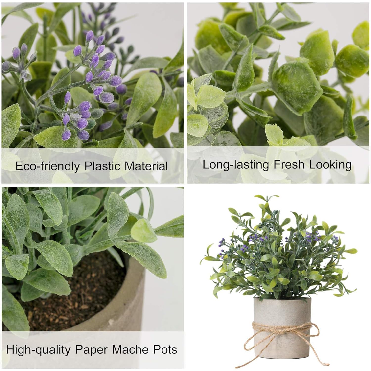 Paquete de 3 plantas artificiales de eucalipto para interiores de 8.5 pulgadas, pequeña vegetación sintética para decoración del hogar, granja, baño, cocina, oficina, plantas falsas para 4