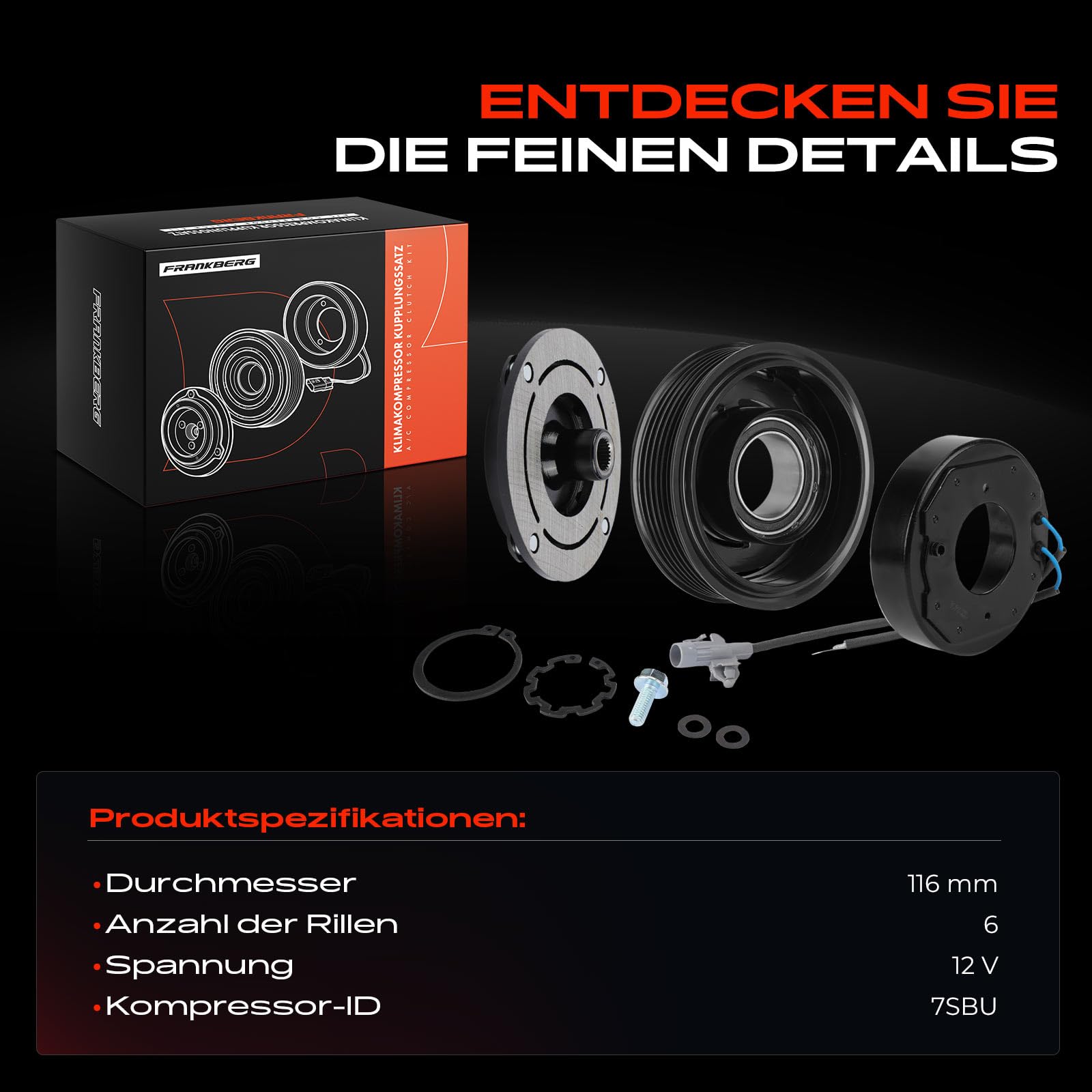 Frankberg 1x Klimakupplung Kompatibel mit 3er F30 F80 320 328 5er F10 520 528 530 535 M 550 6 Gran Coupe F06 640 X5 E70 M50 M X6 E71 E72 M50 Replace# 64529216466
