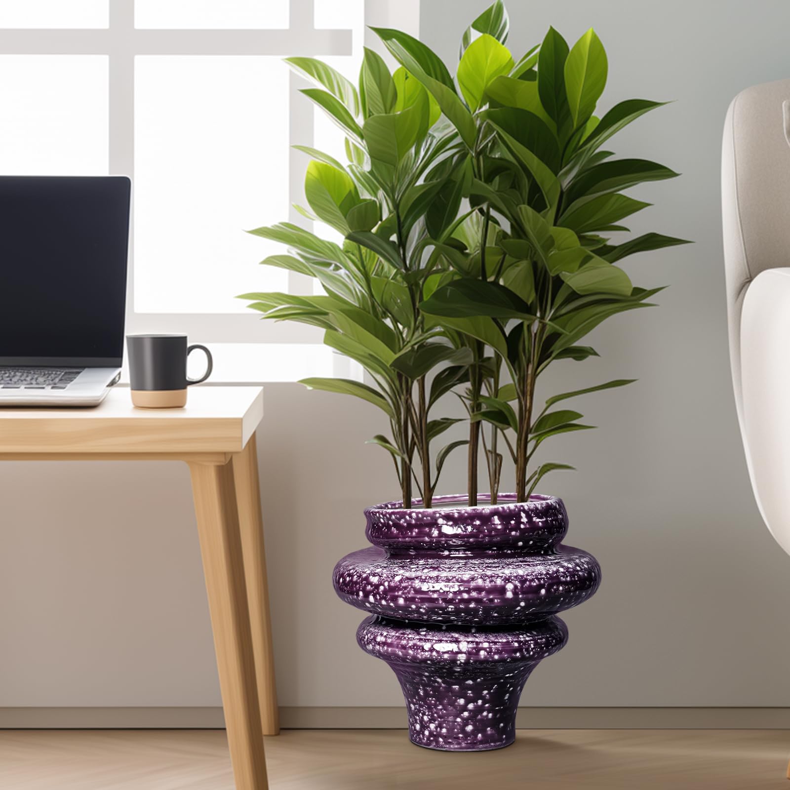 Macetas de cerámica para Plantas, Maceta de cerámica de 11 Pulgadas con Agujero de Drenaje, macetas únicas para Interiores y Exteriores, Maceta Decorativa Grande, decoración de habitación de