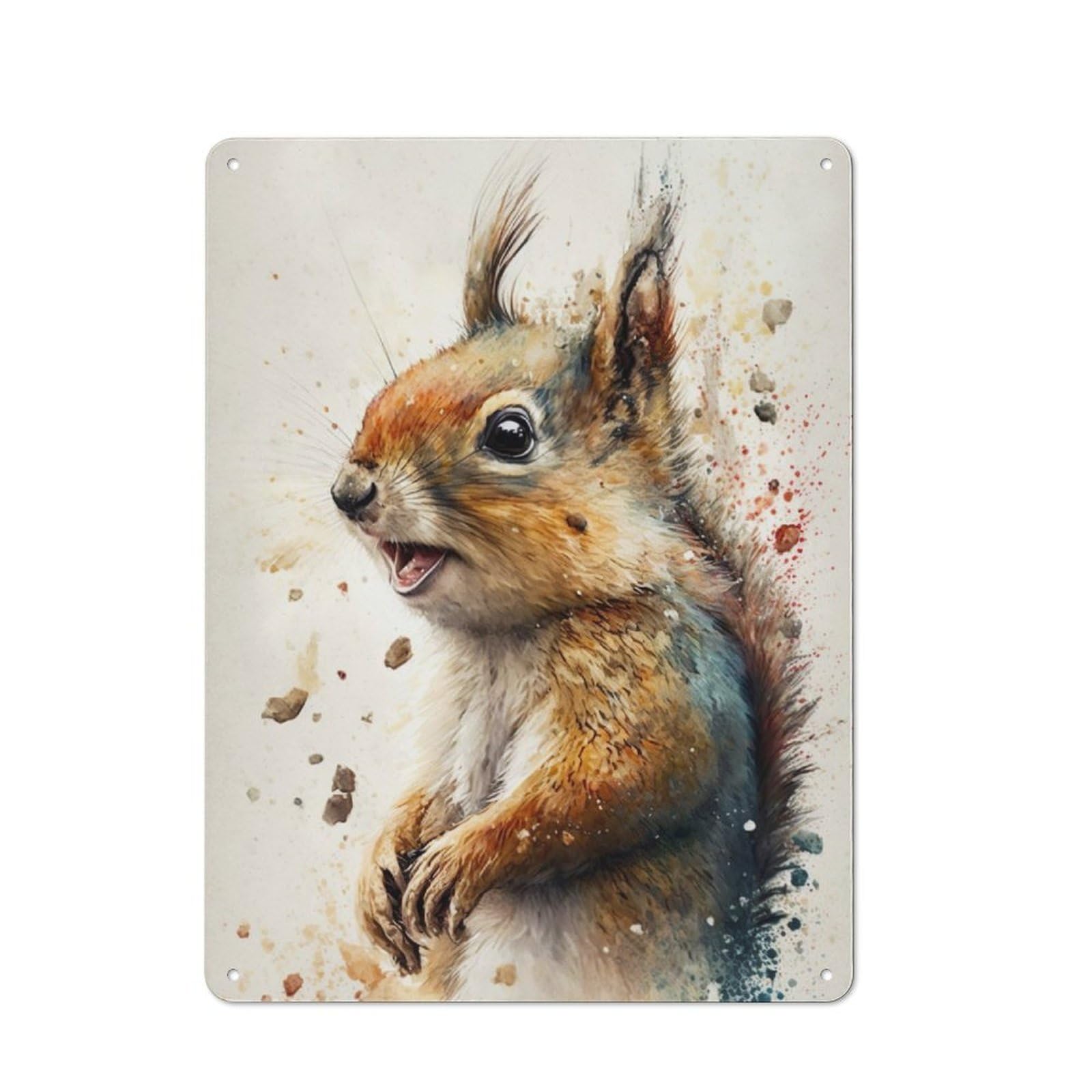 Junmoney Squirrel Watersplash Metal Plaque 40X30cm With For Workshop Wall, Retro Decor, A New Home Gift For Collectors Of Metal Signs