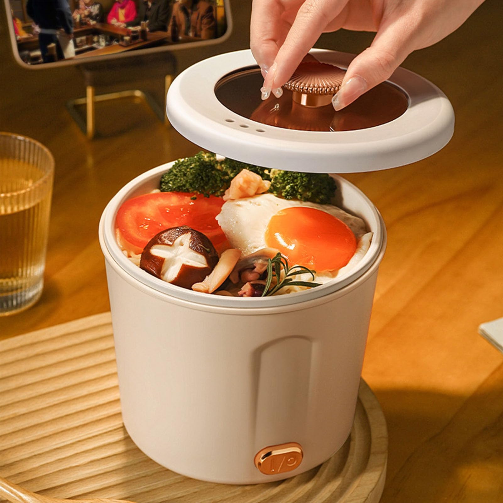 Mini Elektrischer Topf Tragbarer Multifunktionaler Hot Pot Schnellstart für Student Wohnheim (WHITE)
